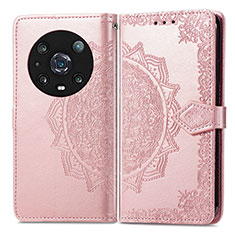 Custodia Portafoglio In Pelle Fantasia Modello Cover con Supporto per Huawei Honor Magic4 Pro 5G Oro Rosa