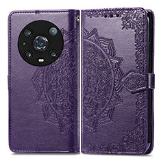 Custodia Portafoglio In Pelle Fantasia Modello Cover con Supporto per Huawei Honor Magic4 Pro 5G Viola