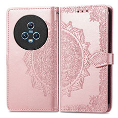 Custodia Portafoglio In Pelle Fantasia Modello Cover con Supporto per Huawei Honor Magic5 5G Oro Rosa