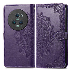 Custodia Portafoglio In Pelle Fantasia Modello Cover con Supporto per Huawei Honor Magic5 Pro 5G Viola