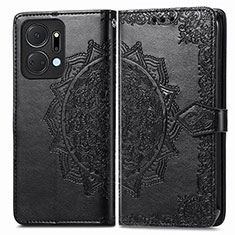 Custodia Portafoglio In Pelle Fantasia Modello Cover con Supporto per Huawei Honor X7a Nero