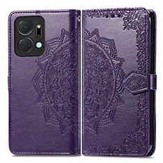 Custodia Portafoglio In Pelle Fantasia Modello Cover con Supporto per Huawei Honor X7a Viola