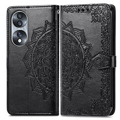 Custodia Portafoglio In Pelle Fantasia Modello Cover con Supporto per Huawei Honor X7b Nero