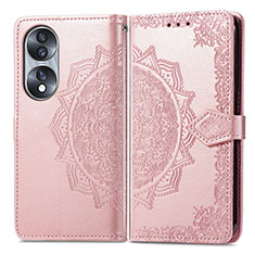 Custodia Portafoglio In Pelle Fantasia Modello Cover con Supporto per Huawei Honor X7b Oro Rosa