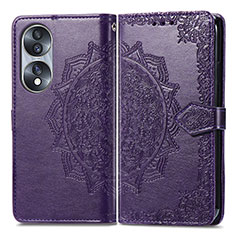 Custodia Portafoglio In Pelle Fantasia Modello Cover con Supporto per Huawei Honor X7b Viola