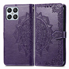 Custodia Portafoglio In Pelle Fantasia Modello Cover con Supporto per Huawei Honor X8 4G Viola