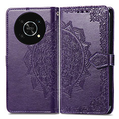 Custodia Portafoglio In Pelle Fantasia Modello Cover con Supporto per Huawei Honor X9 5G Viola