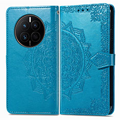 Custodia Portafoglio In Pelle Fantasia Modello Cover con Supporto per Huawei Mate 50 Blu