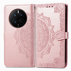 Custodia Portafoglio In Pelle Fantasia Modello Cover con Supporto per Huawei Mate 50 Oro Rosa