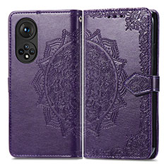 Custodia Portafoglio In Pelle Fantasia Modello Cover con Supporto per Huawei Nova 9 Viola