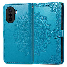 Custodia Portafoglio In Pelle Fantasia Modello Cover con Supporto per Huawei Nova Y70 Plus Blu