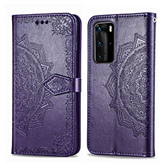 Custodia Portafoglio In Pelle Fantasia Modello Cover con Supporto per Huawei P40 Pro Viola