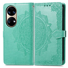 Custodia Portafoglio In Pelle Fantasia Modello Cover con Supporto per Huawei P50 Verde