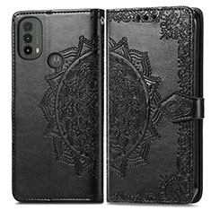 Custodia Portafoglio In Pelle Fantasia Modello Cover con Supporto per Motorola Moto E20 Nero