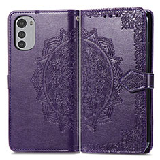 Custodia Portafoglio In Pelle Fantasia Modello Cover con Supporto per Motorola Moto E32s Viola