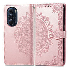 Custodia Portafoglio In Pelle Fantasia Modello Cover con Supporto per Motorola Moto Edge 30 Pro 5G Oro Rosa