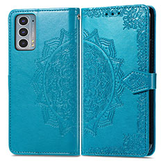 Custodia Portafoglio In Pelle Fantasia Modello Cover con Supporto per Motorola Moto Edge Lite 5G Blu