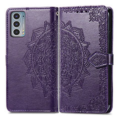 Custodia Portafoglio In Pelle Fantasia Modello Cover con Supporto per Motorola Moto Edge Lite 5G Viola