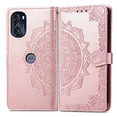 Custodia Portafoglio In Pelle Fantasia Modello Cover con Supporto per Motorola Moto G 5G (2022) Oro Rosa