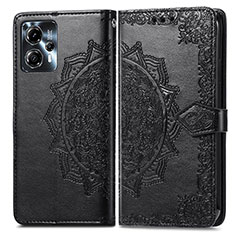 Custodia Portafoglio In Pelle Fantasia Modello Cover con Supporto per Motorola Moto G13 Nero