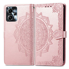 Custodia Portafoglio In Pelle Fantasia Modello Cover con Supporto per Motorola Moto G13 Oro Rosa