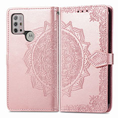 Custodia Portafoglio In Pelle Fantasia Modello Cover con Supporto per Motorola Moto G20 Oro Rosa