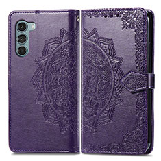 Custodia Portafoglio In Pelle Fantasia Modello Cover con Supporto per Motorola Moto G200 5G Viola