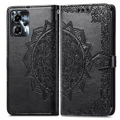 Custodia Portafoglio In Pelle Fantasia Modello Cover con Supporto per Motorola Moto G23 Nero