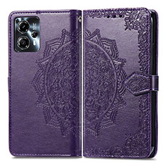 Custodia Portafoglio In Pelle Fantasia Modello Cover con Supporto per Motorola Moto G23 Viola