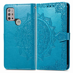 Custodia Portafoglio In Pelle Fantasia Modello Cover con Supporto per Motorola Moto G30 Blu