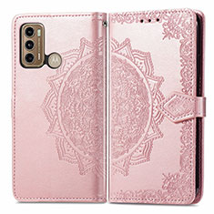 Custodia Portafoglio In Pelle Fantasia Modello Cover con Supporto per Motorola Moto G40 Fusion Oro Rosa