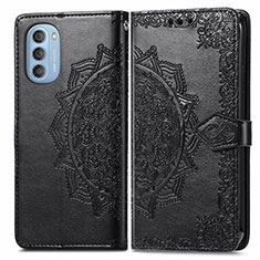 Custodia Portafoglio In Pelle Fantasia Modello Cover con Supporto per Motorola Moto G51 5G Nero