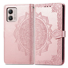 Custodia Portafoglio In Pelle Fantasia Modello Cover con Supporto per Motorola Moto G53 5G Oro Rosa