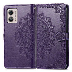 Custodia Portafoglio In Pelle Fantasia Modello Cover con Supporto per Motorola Moto G53 5G Viola