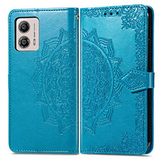 Custodia Portafoglio In Pelle Fantasia Modello Cover con Supporto per Motorola Moto G53y 5G Blu