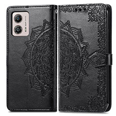 Custodia Portafoglio In Pelle Fantasia Modello Cover con Supporto per Motorola Moto G53y 5G Nero