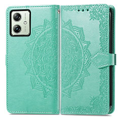 Custodia Portafoglio In Pelle Fantasia Modello Cover con Supporto per Motorola Moto G54 5G Verde