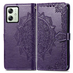 Custodia Portafoglio In Pelle Fantasia Modello Cover con Supporto per Motorola Moto G54 5G Viola