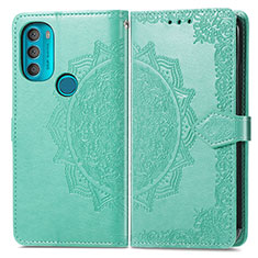 Custodia Portafoglio In Pelle Fantasia Modello Cover con Supporto per Motorola Moto G71 5G Verde