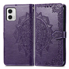 Custodia Portafoglio In Pelle Fantasia Modello Cover con Supporto per Motorola Moto G73 5G Viola