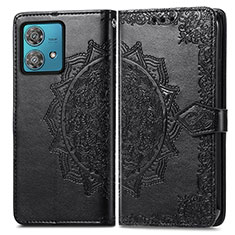 Custodia Portafoglio In Pelle Fantasia Modello Cover con Supporto per Motorola Moto G84 5G Nero