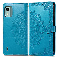 Custodia Portafoglio In Pelle Fantasia Modello Cover con Supporto per Nokia C12 Plus Blu