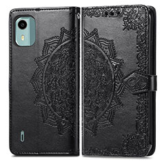 Custodia Portafoglio In Pelle Fantasia Modello Cover con Supporto per Nokia C12 Plus Nero