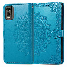 Custodia Portafoglio In Pelle Fantasia Modello Cover con Supporto per Nokia C210 Blu