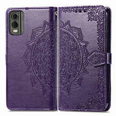 Custodia Portafoglio In Pelle Fantasia Modello Cover con Supporto per Nokia C210 Viola