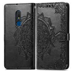 Custodia Portafoglio In Pelle Fantasia Modello Cover con Supporto per Nokia C3 Nero