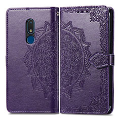 Custodia Portafoglio In Pelle Fantasia Modello Cover con Supporto per Nokia C3 Viola