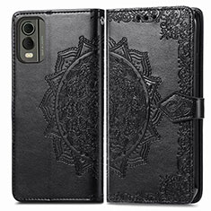 Custodia Portafoglio In Pelle Fantasia Modello Cover con Supporto per Nokia C32 Nero