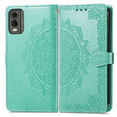 Custodia Portafoglio In Pelle Fantasia Modello Cover con Supporto per Nokia C32 Verde