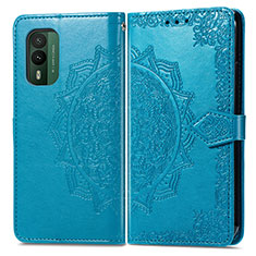 Custodia Portafoglio In Pelle Fantasia Modello Cover con Supporto per Nokia XR21 Blu